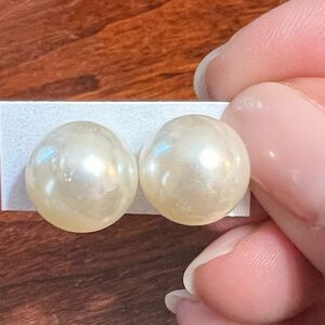 Faux pearl earrings. 2 pairs, 1 green and 1 white.